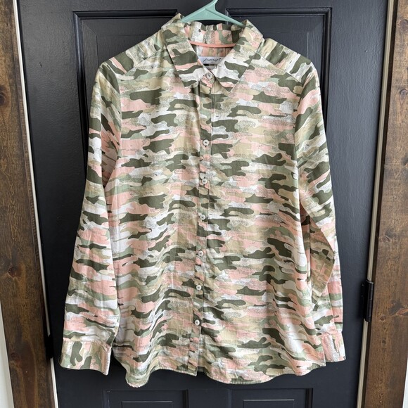 Foxcroft Tops - Foxcroft Heritage Non Iron Fitted Button Down Shirt Size 14 Neutral Camo